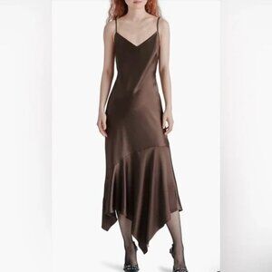 NWT Steve Madden Large Lucille Chocolate Brown Satin Slip Dress